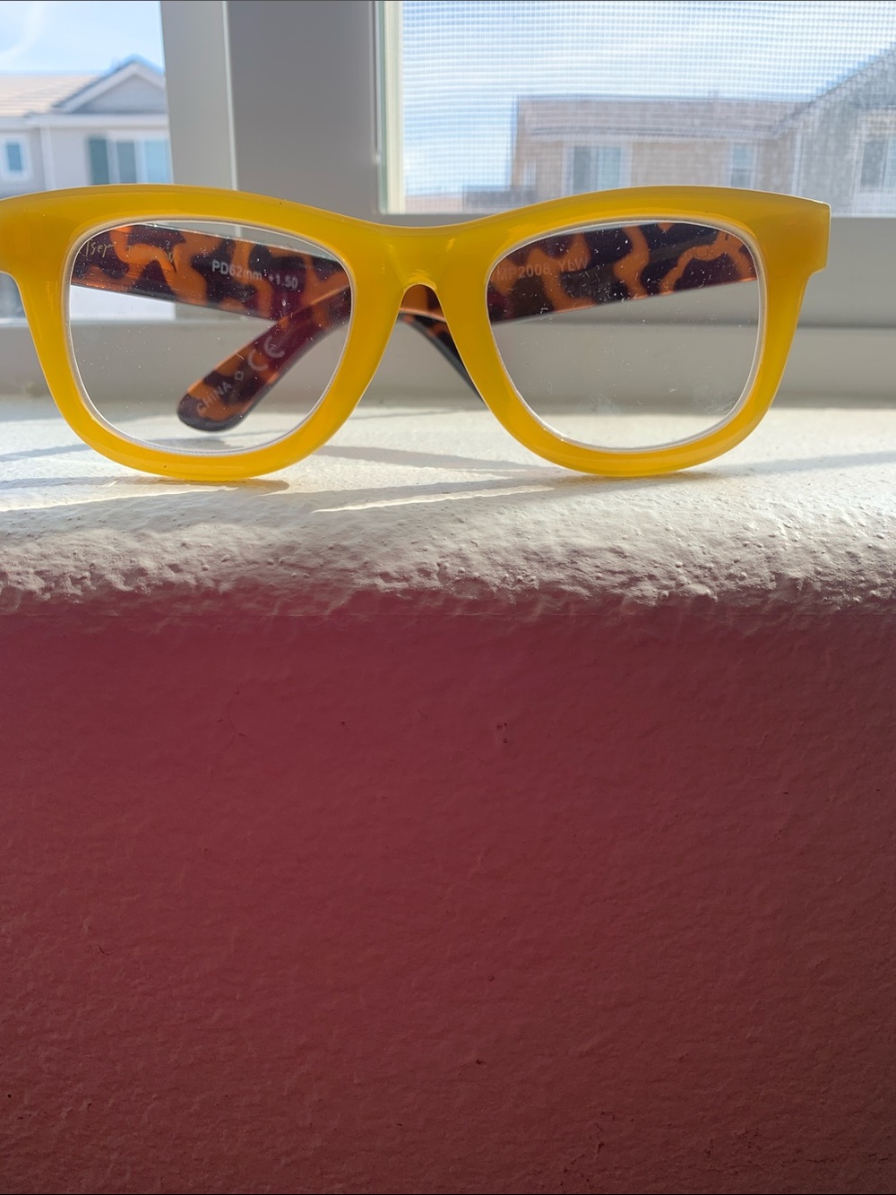 Betsey Johnson Yellow Frame Glasses with Tortoiseshell Arms 1.5 - Picture 2 of 6